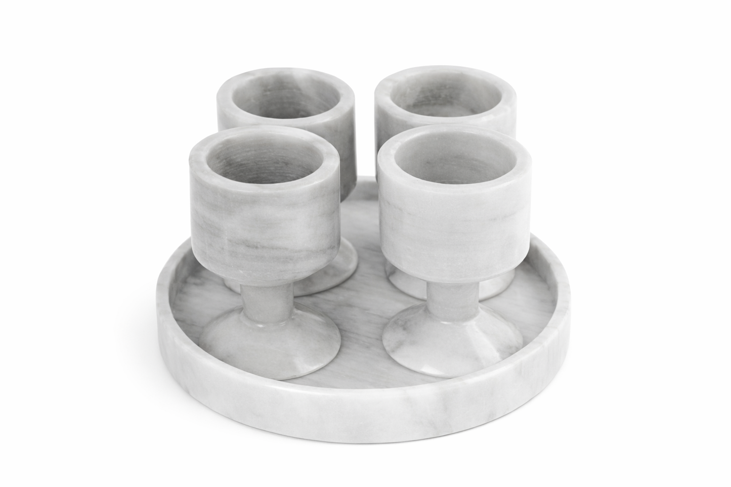 juego de 4 shots  y su plato decorativo